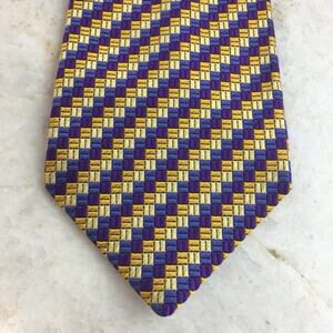 SAZZARA BLUE, PURPLE, GOLD, YELLOW WOVEN SILK NECKTIE